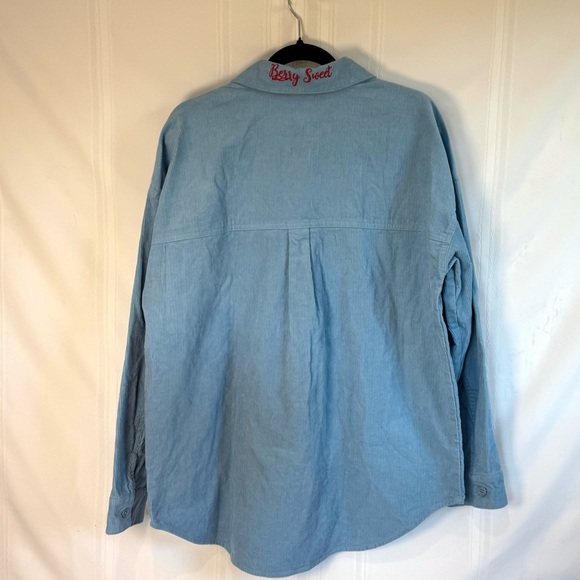 Strawberry Shortcake Embroidered Shacket Size Large BoxLunch Exclusive Corduroy - Picture 4 of 14